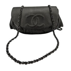 Chanel Wallet on Chain Double C Leather Crossbody Bag – Dark Metallic Black